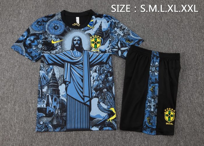Brazil 24/25 Short Sleeve Grey Blue Splatter - 图片 2