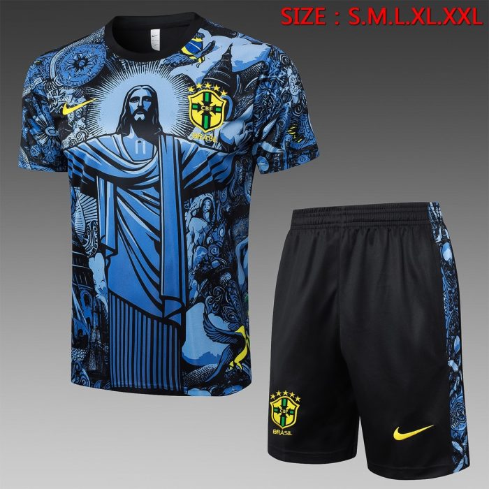 Brazil 24/25 Short Sleeve Grey Blue Splatter - 图片 8
