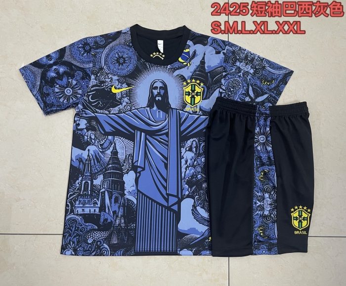 Brazil 24/25 Short Sleeve Grey Blue Splatter - 图片 9