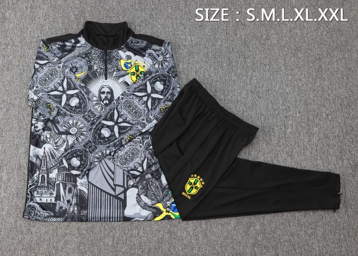Brazil 24/25 Semi-Zip Jacket Black - 图片 2