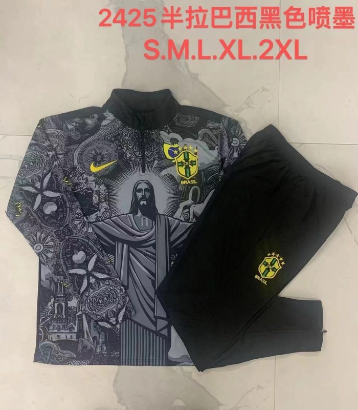 Brazil 24/25 Semi-Zip Jacket Black - 图片 8