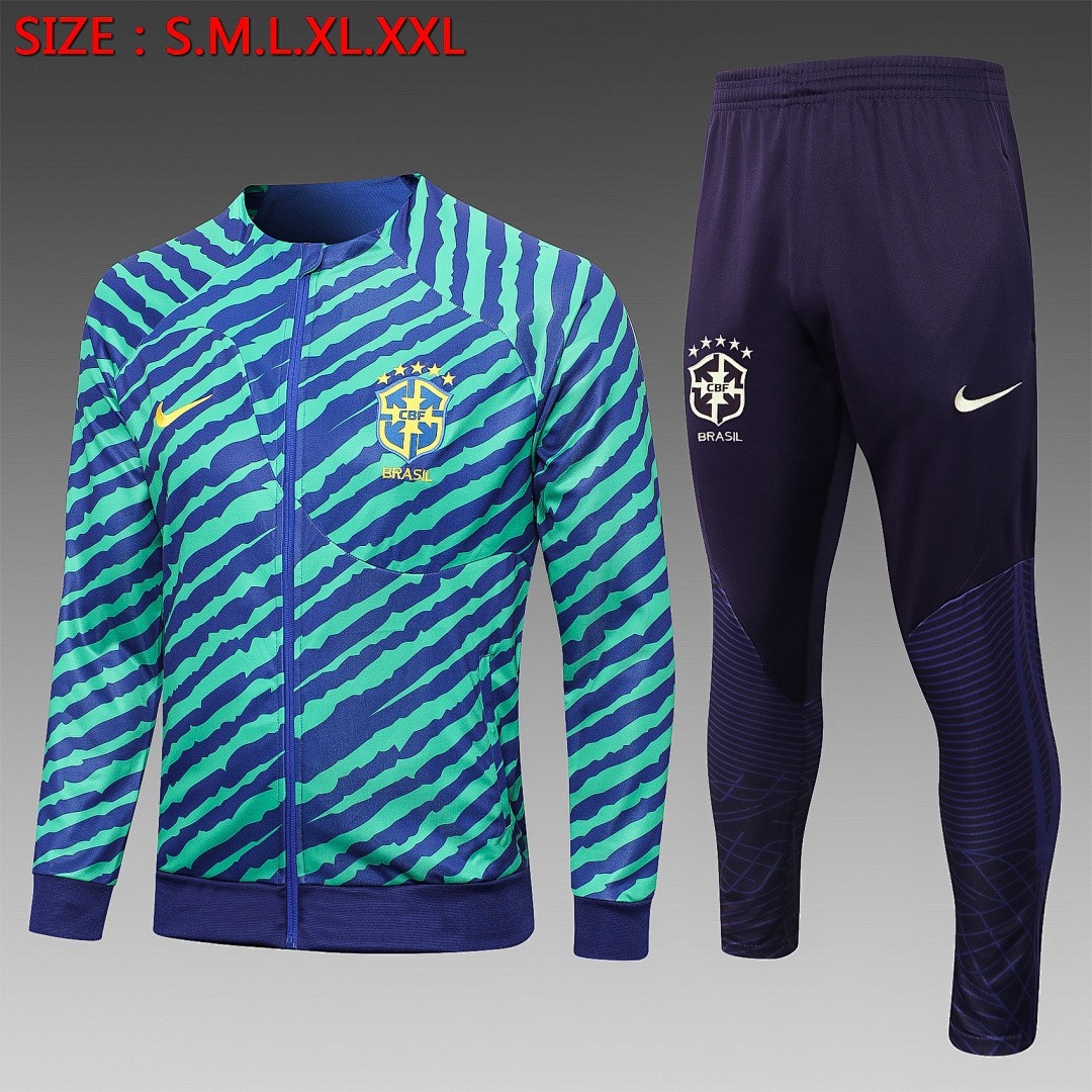 Brazil 22/23 Green Full Body Print Long Zipper Jacket