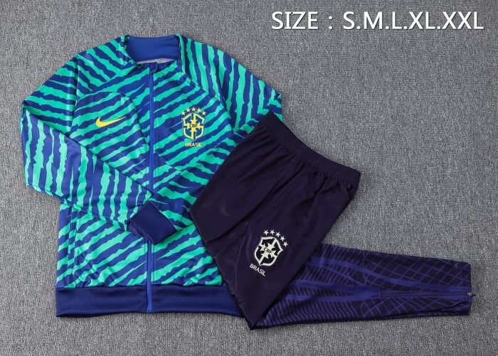 Brazil 22/23 Green Full Body Print Long Zipper Jacket - 图片 6