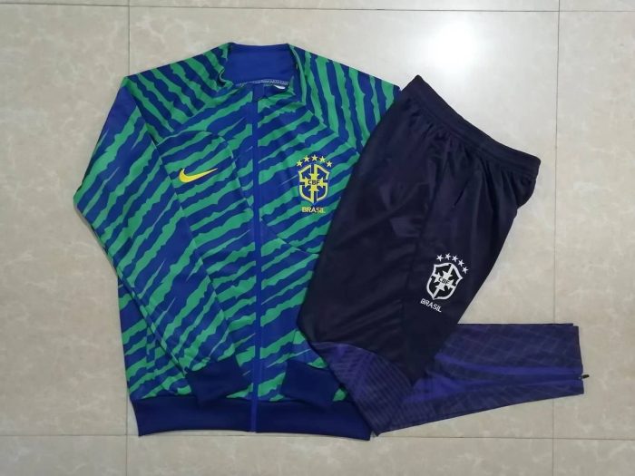 Brazil 22/23 Green Full Body Print Long Zipper Jacket - 图片 9