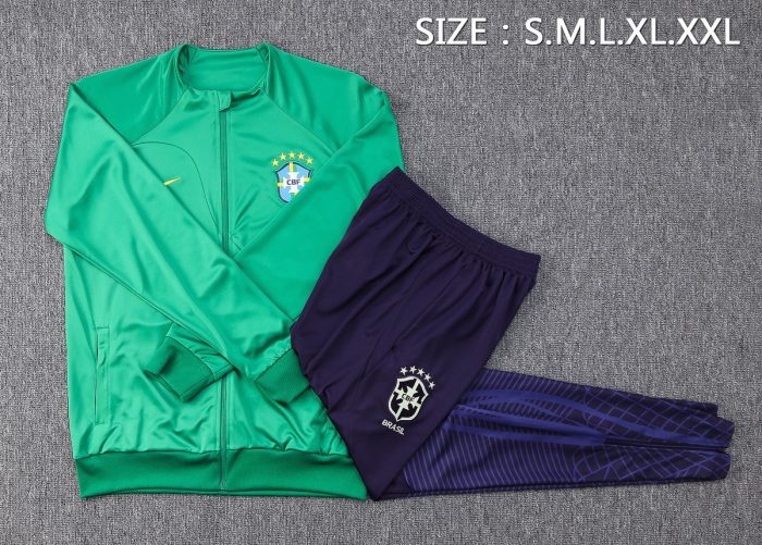 Brazil 23-24 Green Long Zip Jacket - 图片 2