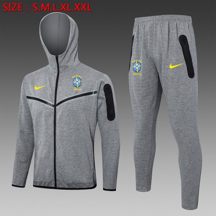 Brazil 24/25 Long Zip Jacket Gray - 图片 3