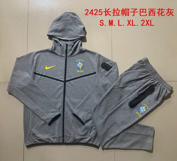 Brazil 24/25 Long Zip Jacket Gray - 图片 8