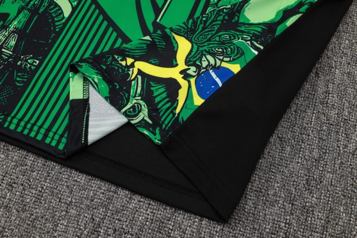Brazil 24/25 Green Splatter Short Sleeve Training Shirt - 图片 4