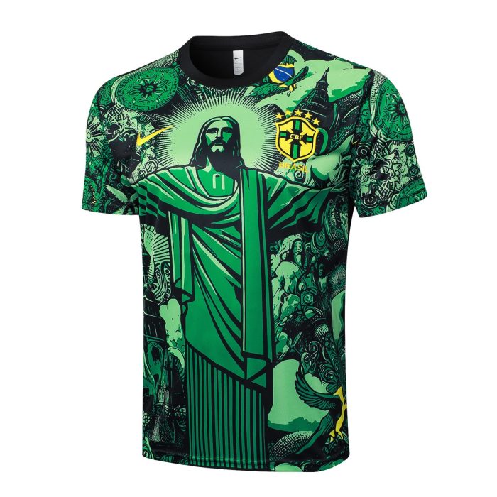 Brazil 24/25 Green Splatter Short Sleeve Training Shirt - 图片 8