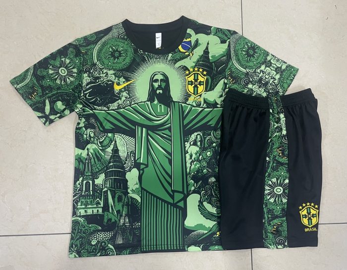 Brazil 24/25 Green Splatter Short Sleeve Training Shirt - 图片 9