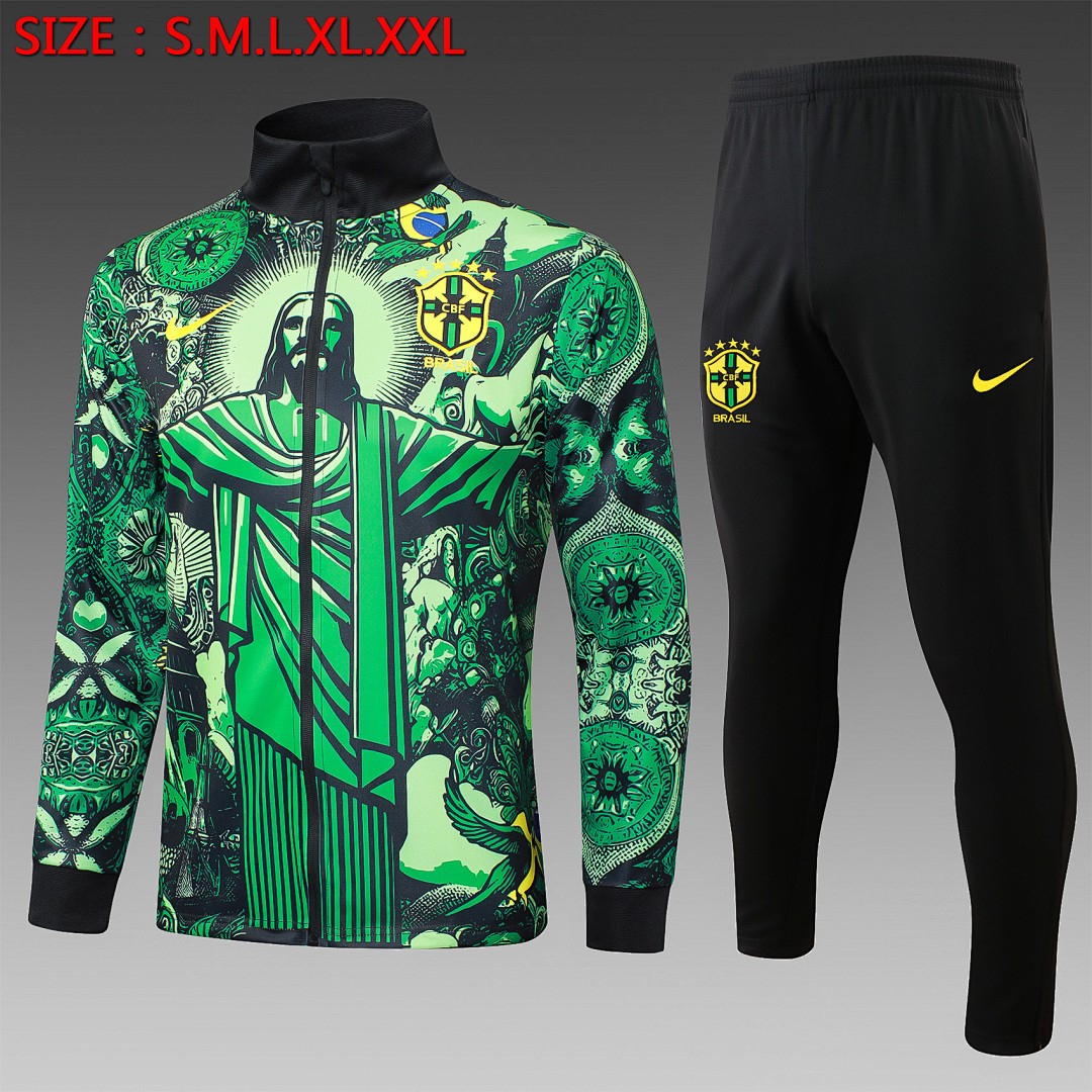 Brazil 24/25 Green Splatter Long Zip Jacket
