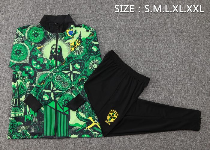Brazil 24/25 Green Splatter Long Zip Jacket - 图片 2