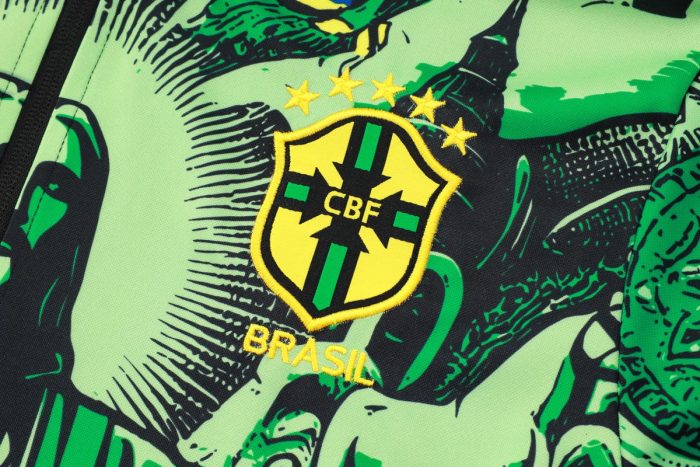 Brazil 24/25 Green Splatter Long Zip Jacket - 图片 5