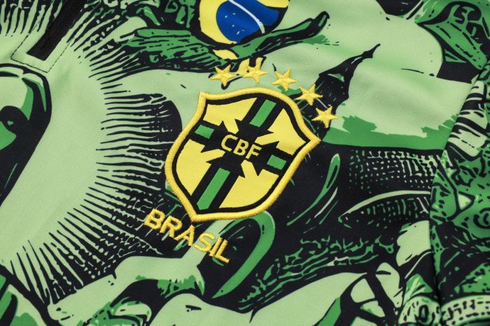 Brazil 24/25 Green Splatter Half-Zip Jacket - 图片 5