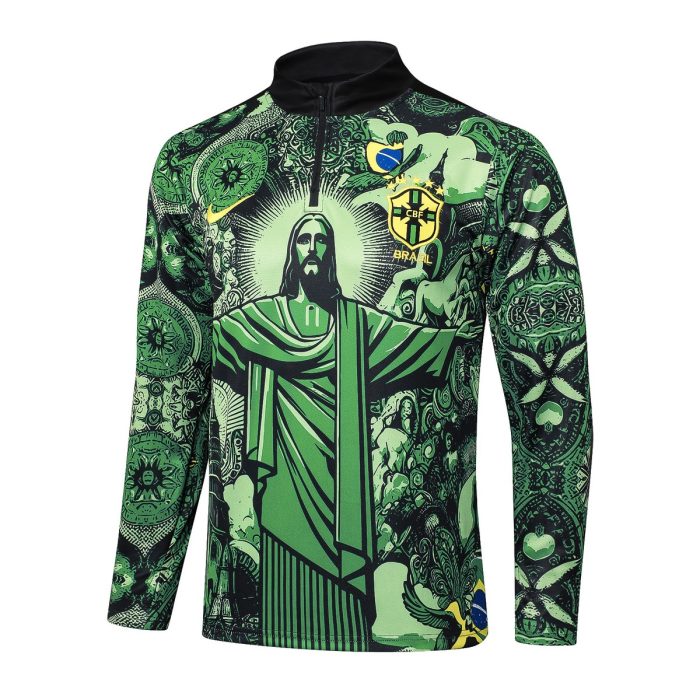 Brazil 24/25 Green Splatter Half-Zip Jacket - 图片 8