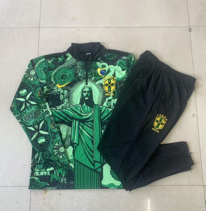 Brazil 24/25 Green Splatter Half-Zip Jacket - 图片 9