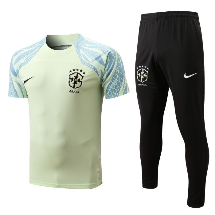 Brazil 2022-2023 Yellow Training Short Sleeve Set (with Pants) - 图片 3