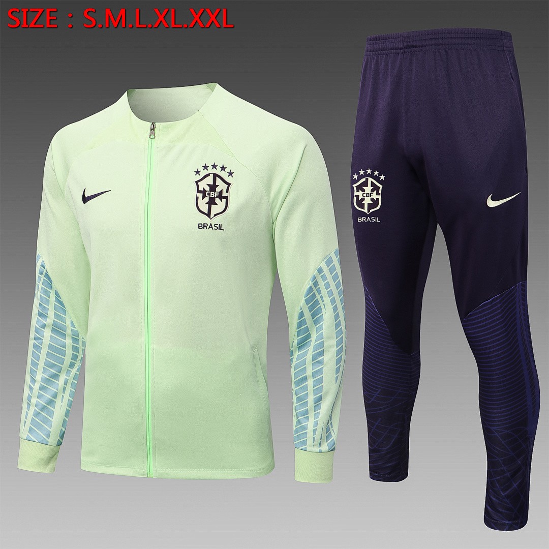 Brazil 22/23 Long Zip Jacket Green