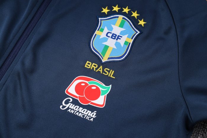 Brazil 22/23 High Neck Long Zipper Jacket Navy Blue - 图片 5