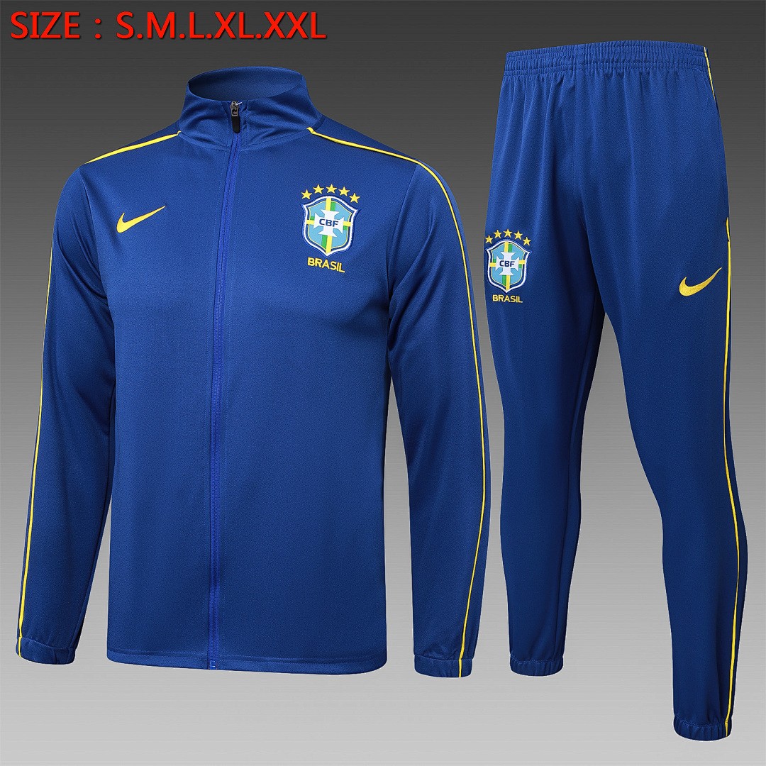Brazil 24/25 Long Zipper Jacket (Colorful Blue with Yellow Trim)