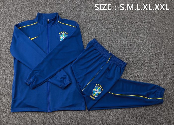 Brazil 24/25 Long Zipper Jacket (Colorful Blue with Yellow Trim) - 图片 2