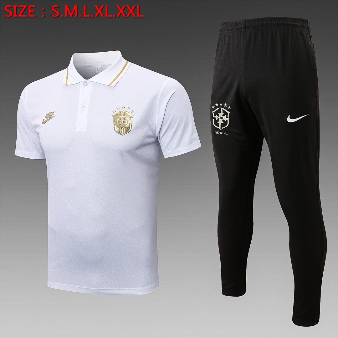 Brazil 2022-2023 White Polo Shirt (Original Badge)