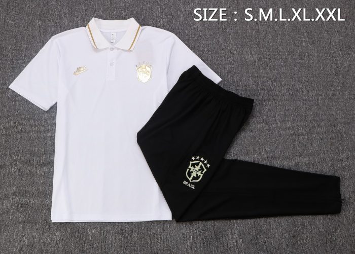 Brazil 2022-2023 White Polo Shirt (Original Badge) - 图片 6