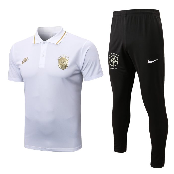 Brazil 2022-2023 White Polo Shirt (Original Badge) - 图片 8