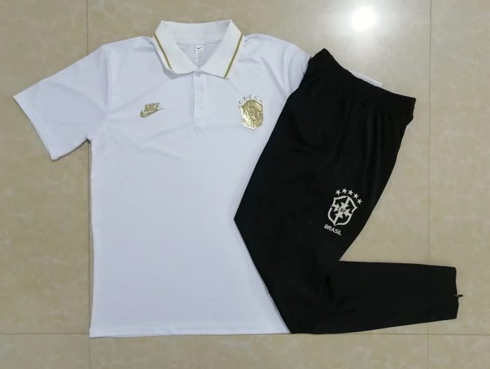 Brazil 2022-2023 White Polo Shirt (Original Badge) - 图片 9