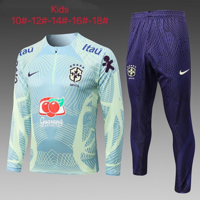 Brazil 22/23 Green Half-Zip Jacket Kids - 图片 2