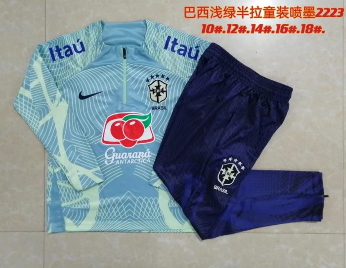 Brazil 22/23 Green Half-Zip Jacket Kids - 图片 3