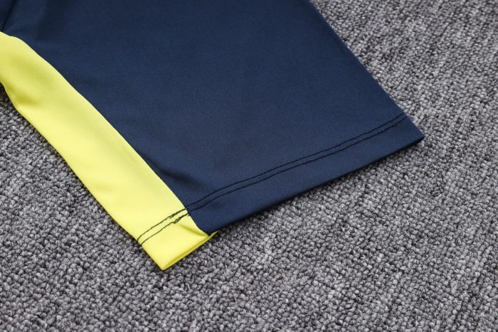 Brazil 2022-2023 Training Short Sleeve Set, Royal Blue with Yellow Collar - 图片 5
