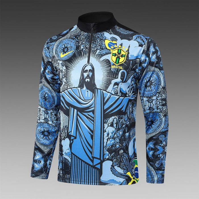 Brazil 24/25 Half-Zip Jacket Grey Blue Spray - 图片 8