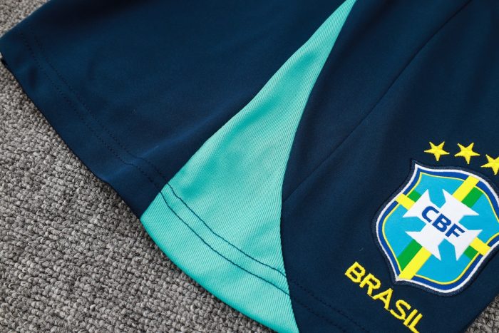 Brazil 24/25 Short Sleeve Color Splash Print T-Shirt with 5-Point Shorts - 图片 2
