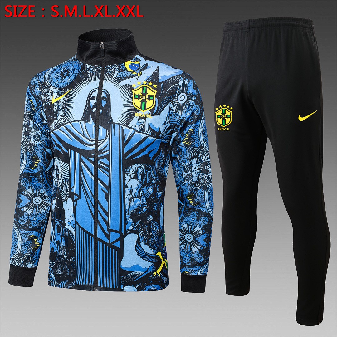 Brazil 24/25 Long Zipper Jacket Grey Blue Spray