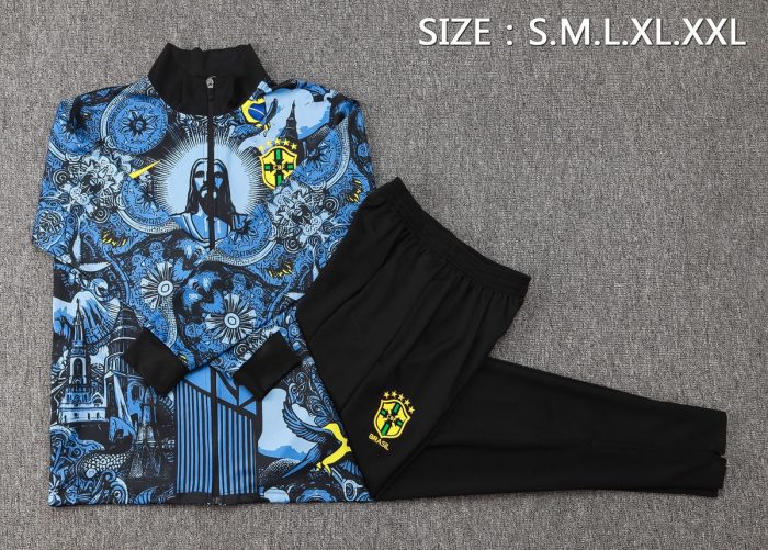 Brazil 24/25 Long Zipper Jacket Grey Blue Spray - 图片 2