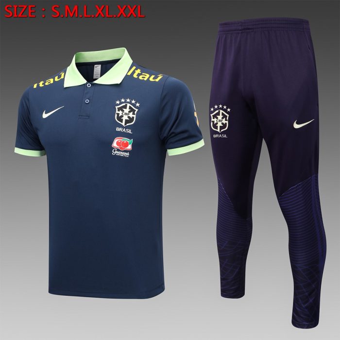 Brazil 23/24 Polo Blue (Green Collar) - 图片 8