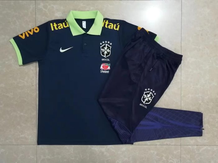 Brazil 23/24 Polo Blue (Green Collar) - 图片 9