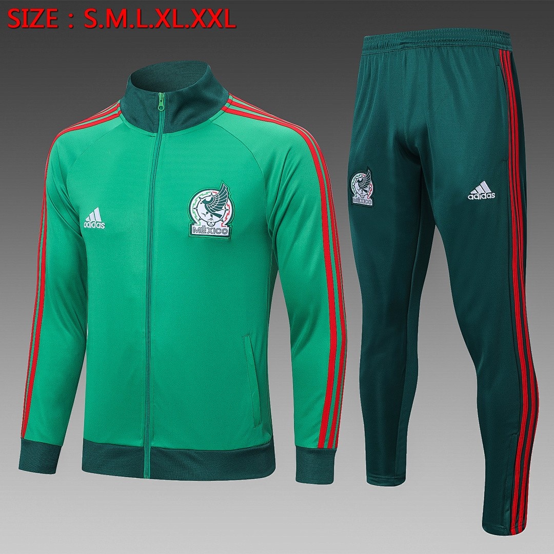 JER-8810_1 Mexico 22/23 Green Long Zip Jacket - 图片 1