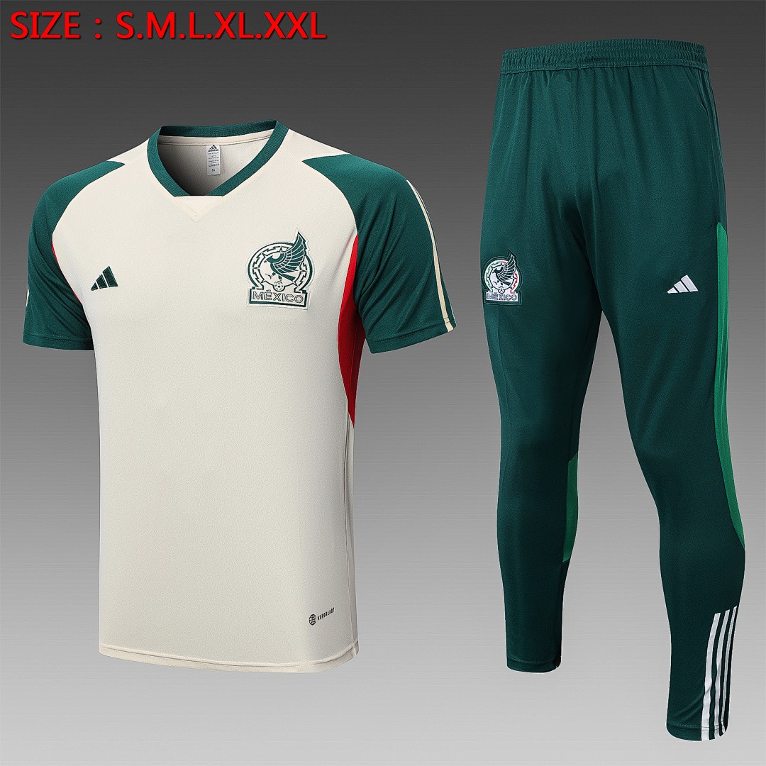 Mexico 2022-2023 Apricot Short Sleeve Training Suit (with Pants)