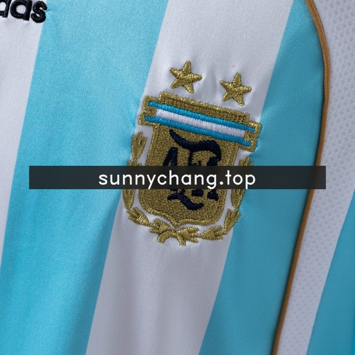 Argentina 2006 Home Long Sleeve Retro Jersey - 图片 5