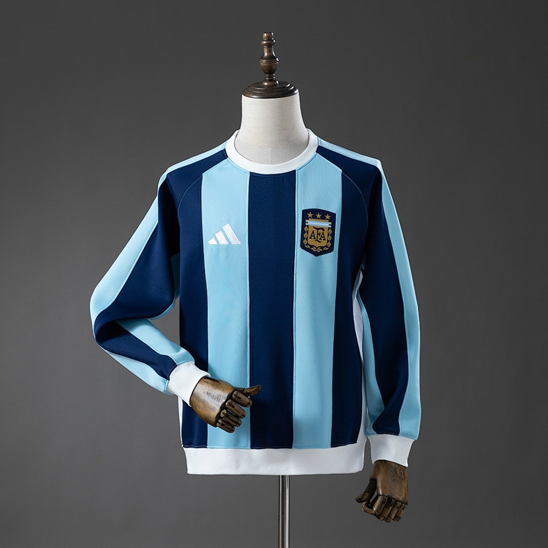 JER-8381_1 Argentina 25/26 Long-sleeved Sweatshirt - Dark Blue & Light Blue - 图片 1