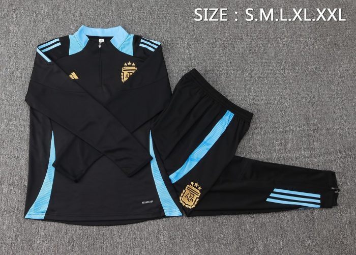 Argentina 24/25 Black Half-Zip Jacket - 图片 2
