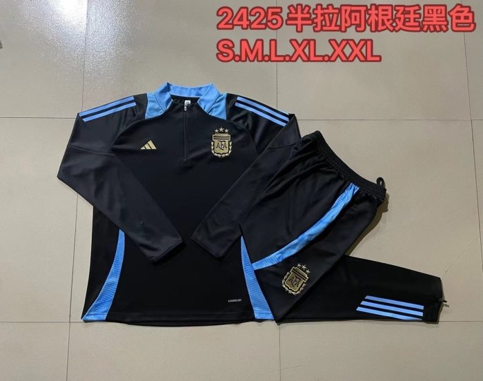 Argentina 24/25 Black Half-Zip Jacket - 图片 9