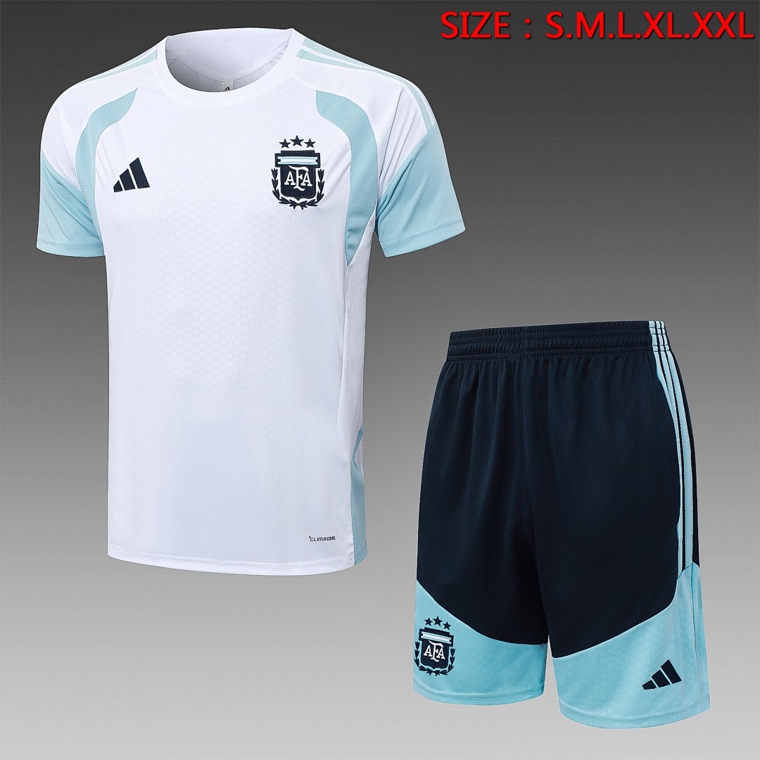 Argentina White Short Sleeve Training Suit