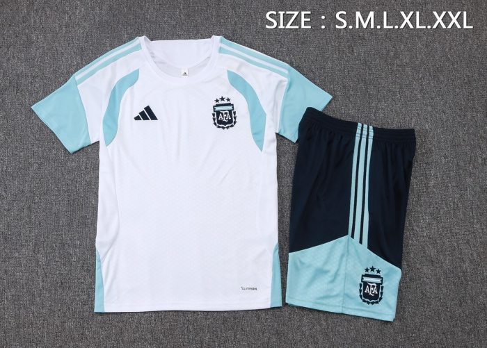 Argentina White Short Sleeve Training Suit - 图片 2