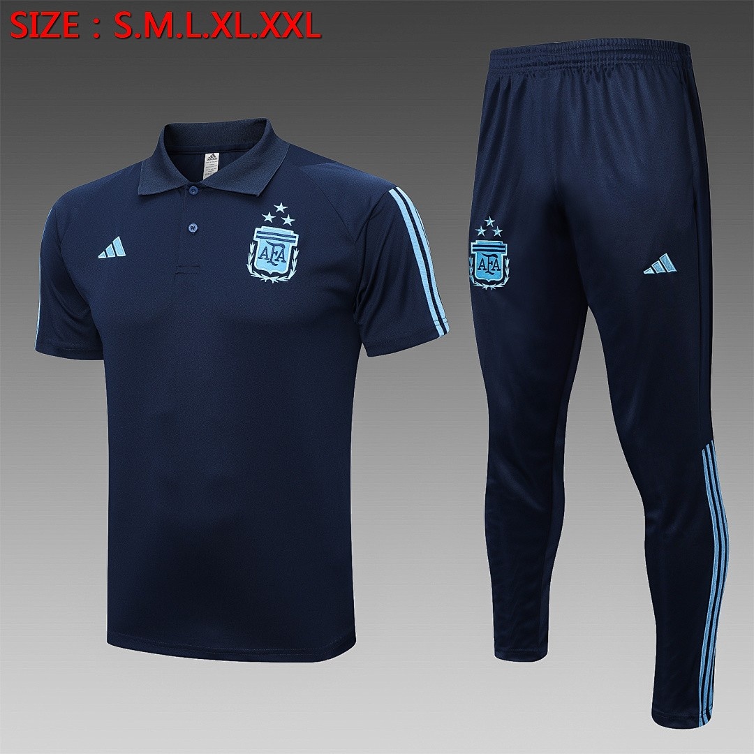 Argentina 2022-2023 Polo Shirt Navy Blue (Three Stars)