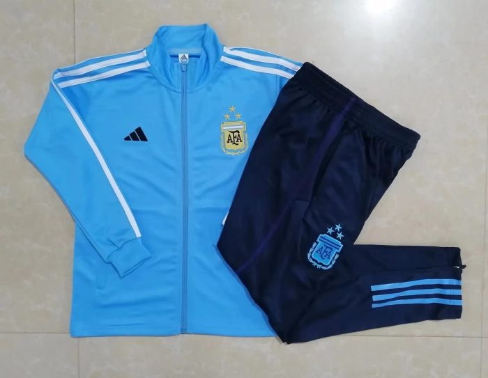 Argentina 2022-23 Light Blue (Three Stars) Long Zip Jacket - 图片 9