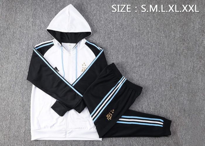 Argentina 2022-23 White (Three Stars) Long Zip Jacket with Hood - 图片 2
