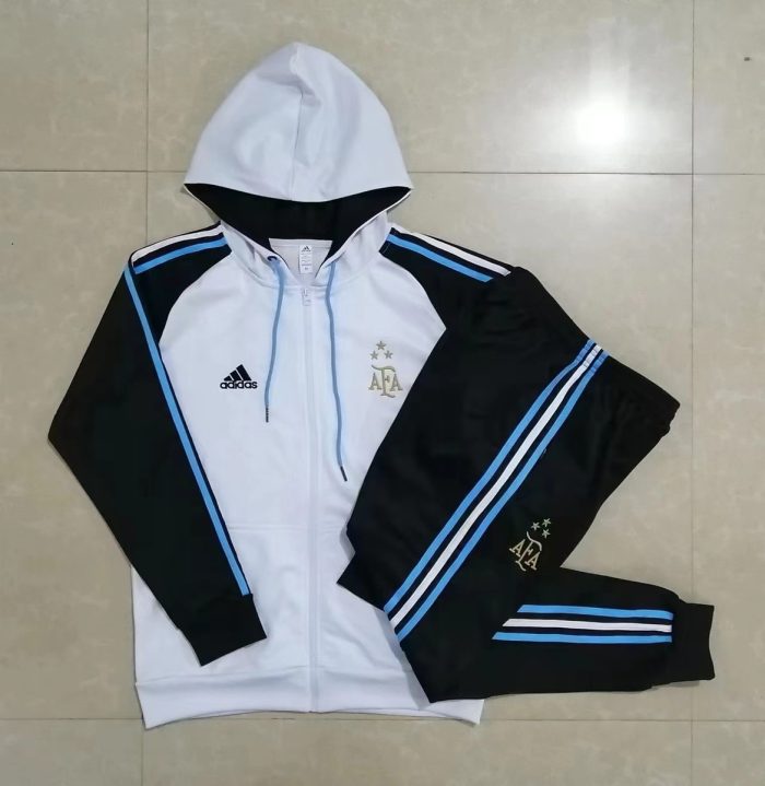 Argentina 2022-23 White (Three Stars) Long Zip Jacket with Hood - 图片 9